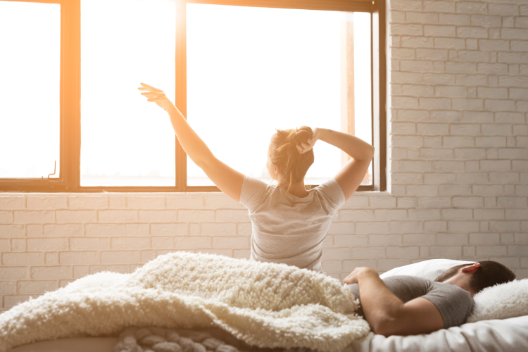 lovely morning young couple bed