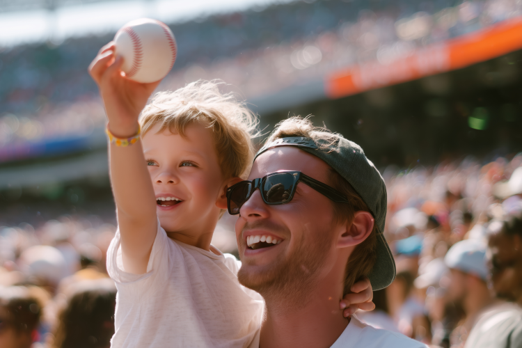 enjoying first baseball game