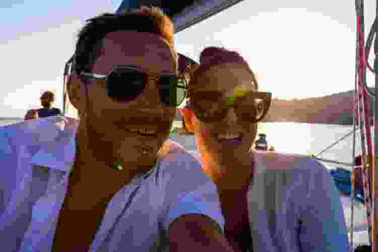 couple on yacht