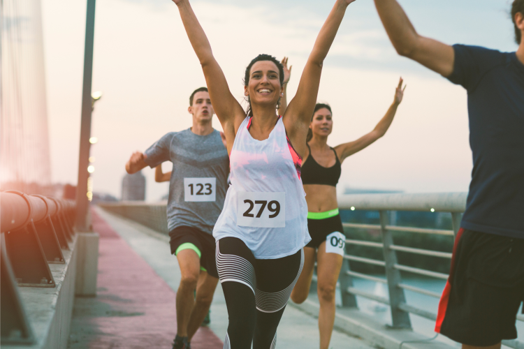 Woman running a marathon