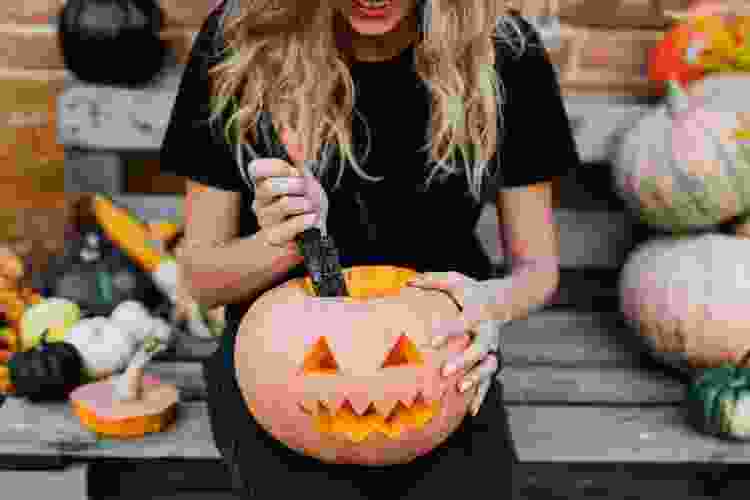 carving a pumpkin