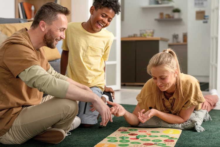 family playing DIY Board Games