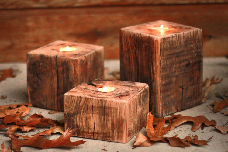 DIY Wood Block candle holders