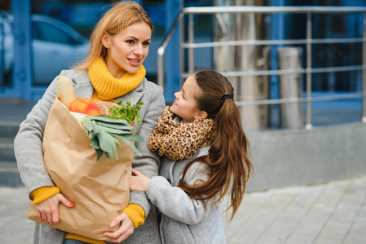 Mother Daughter at the Market