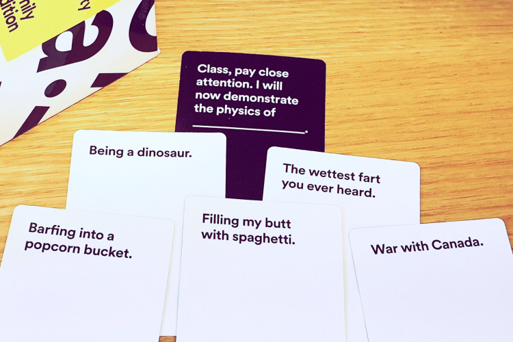 Playing Cards Against Humanity pack