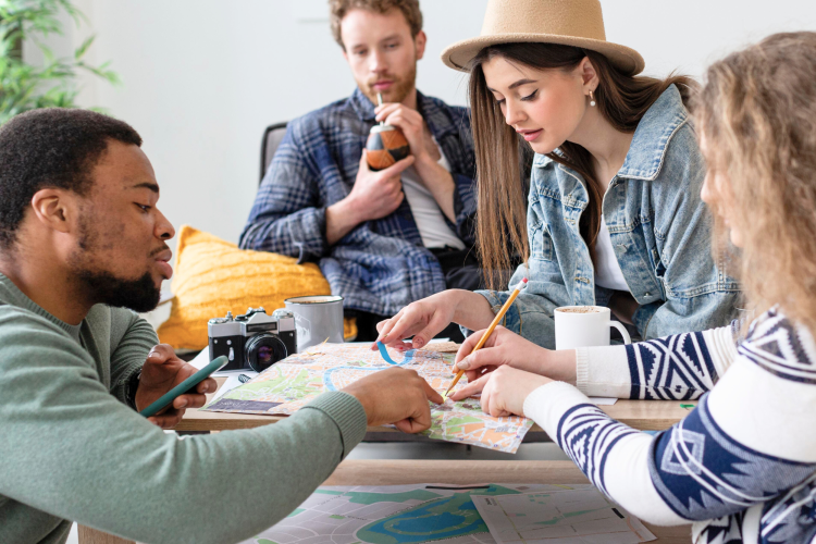 People looking at a map
