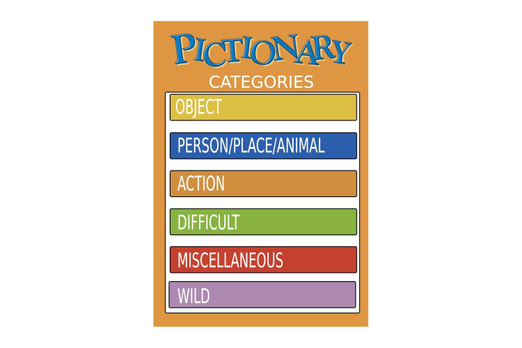 Pictionary rules reference card
