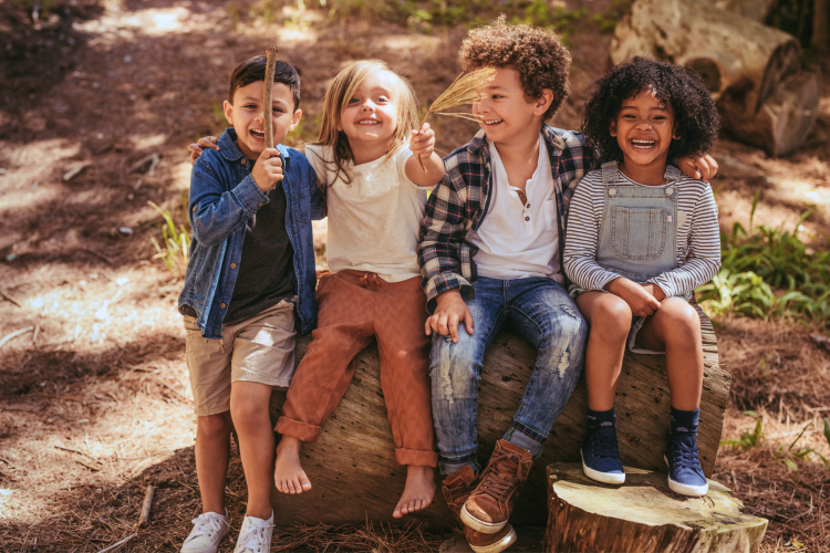 diverse kids in nature