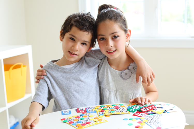 kids playing bingo