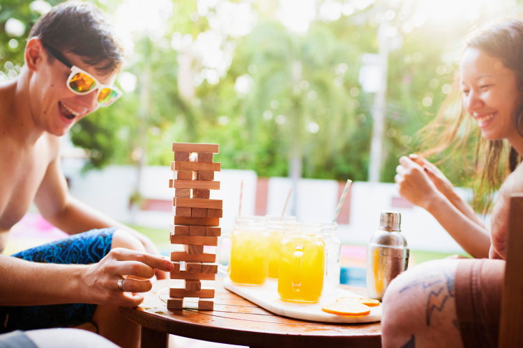 Jenga in the backyard