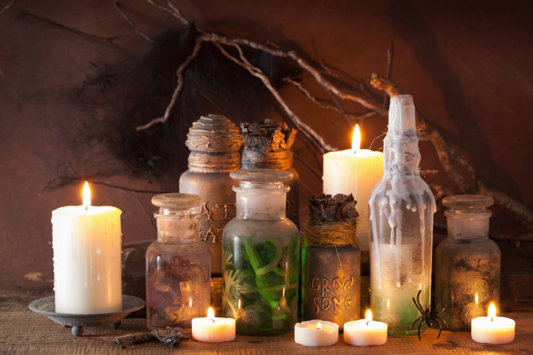 Apothecary Bottles as Halloween Decoration Idea