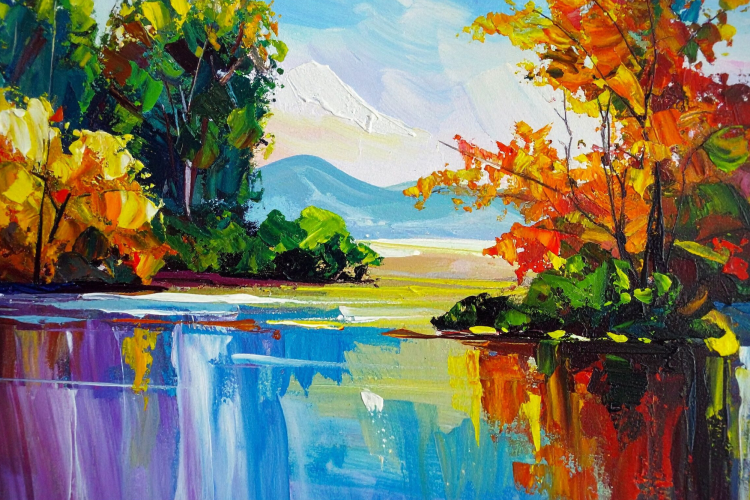 Autumn Lake Painting as fall painting idea