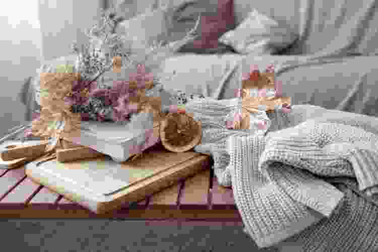 Antique Books with Dried Flowers