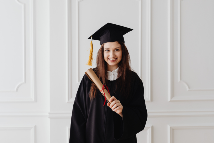Woman in Graduation Cap and Robe
