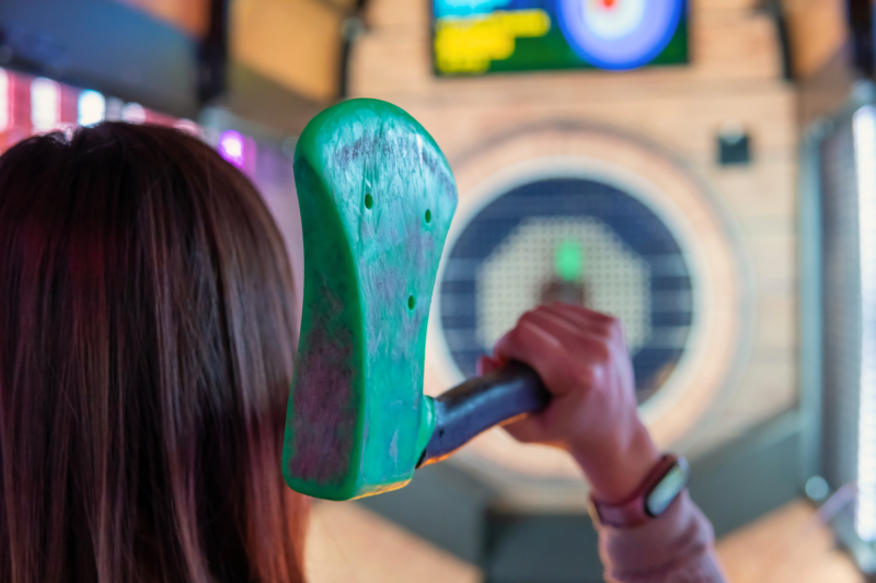 Ax throwing team building activity in Winnipeg