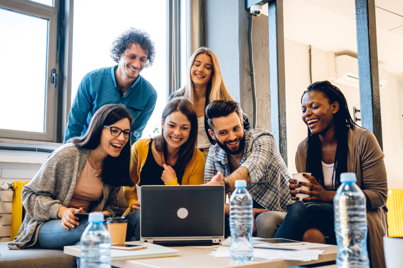 team members working together in online computer game