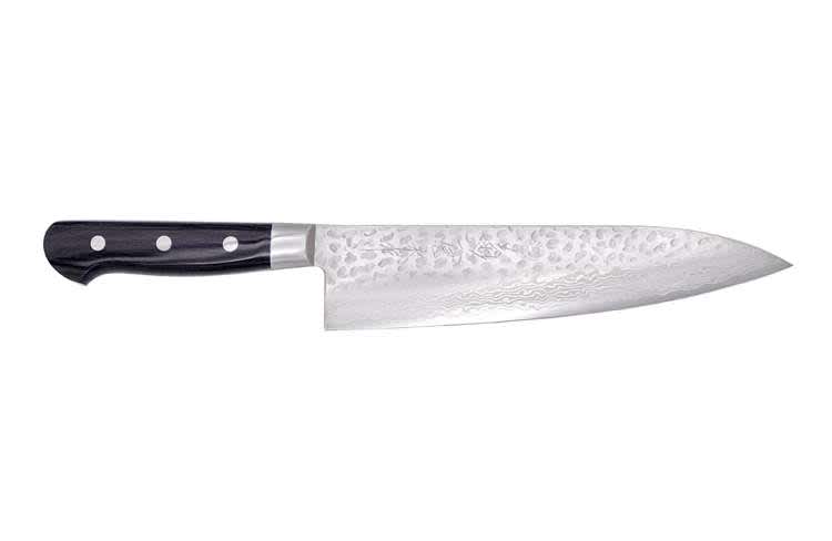 Kikuichi Elite Warikomi Damascus Tsuchime 7 Inch Santoku Knife