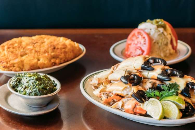 stone crab and a variety of sides