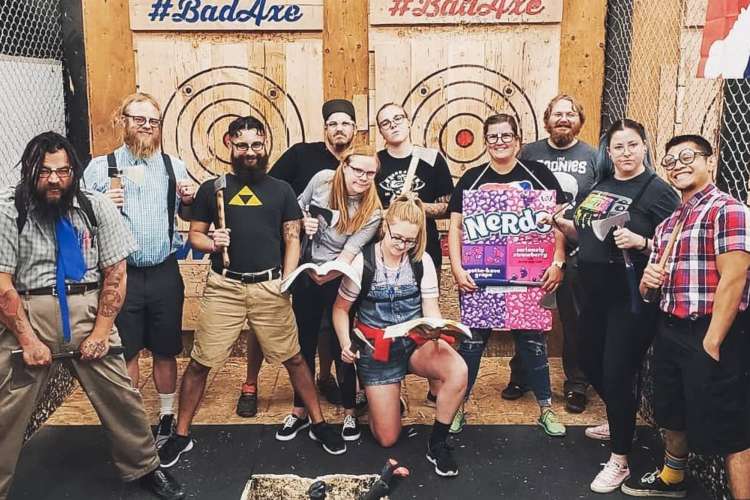 Axe throwing is an edgy team building activity in OKC.