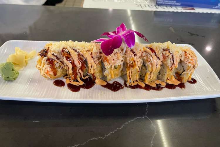 an elaborate sushi roll