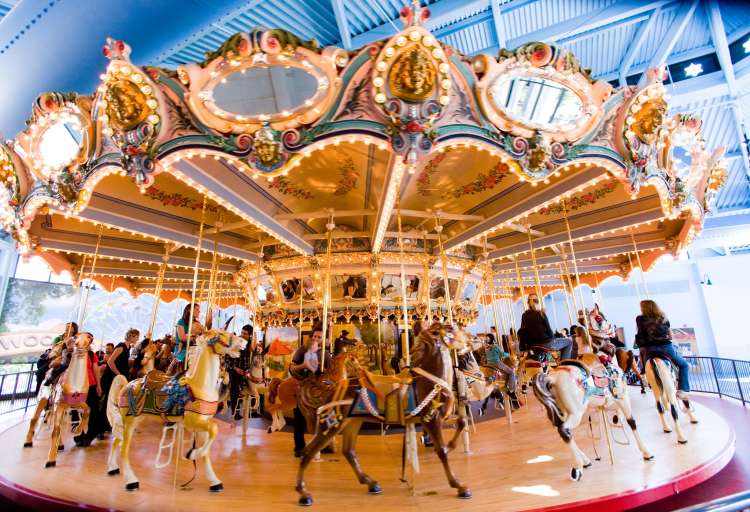 carousel lit up at philadelphia's please touch mueum