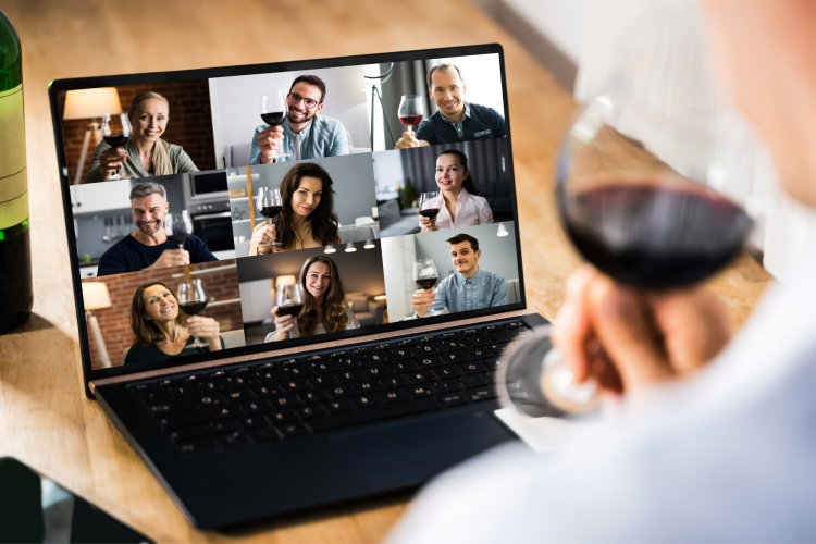 person enjoying a virtual wine tasting