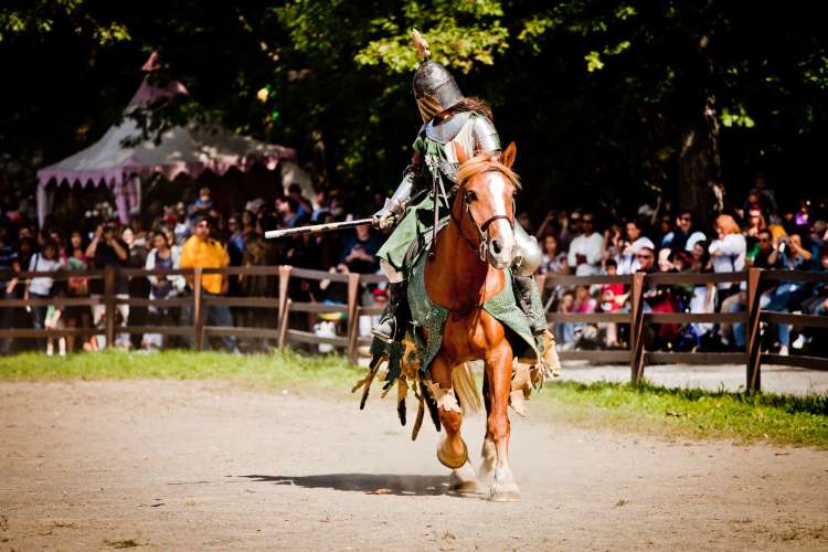 a knight on a horse at a Renaissance fair