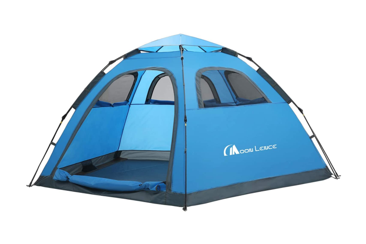 Blue four person camping tent