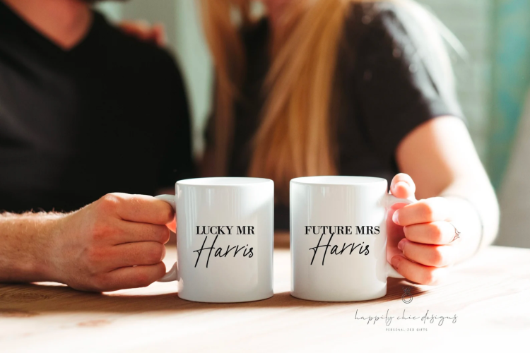 Engagement Gift Coffee Mug Set - I Asked I Said Yes Couple Coffee Mug  Engagement Gifts for Couples Newly Engaged Unique Wedding Gifts for Couple