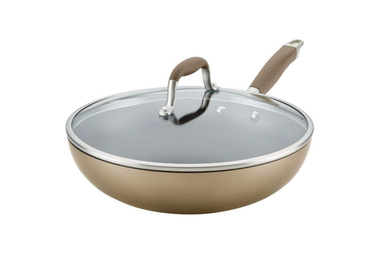 the Anolon Advanced Home 12 Inch Covered Ultimate Pan makes the list of best non-stick cookware