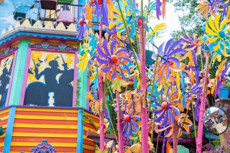 vibrant colored pinwheels at randyland in pittsburgh