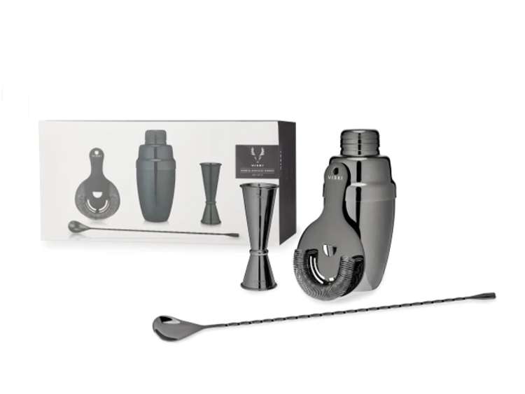 the Viski Gunmetal Mixologist Barware Set is a classy gift for cocktail lovers