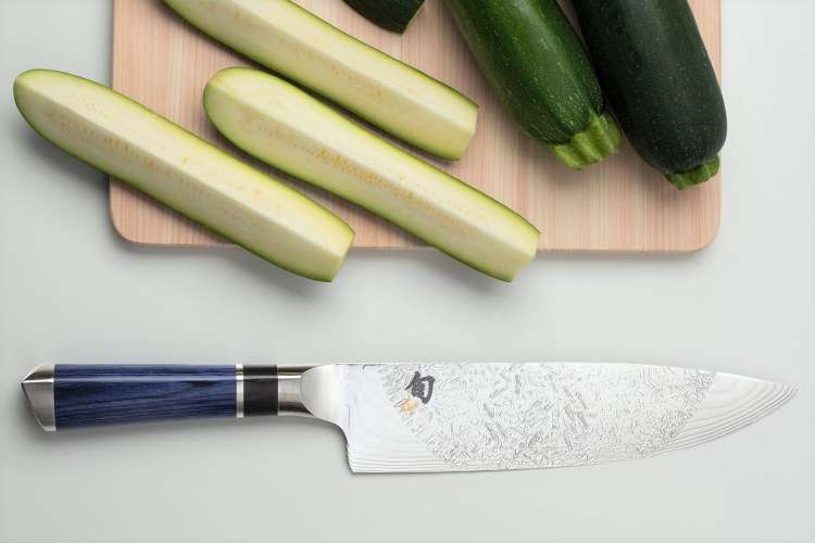 shun knives with zucchini