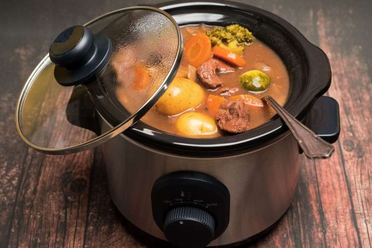 roast and vegetables in a slow cooker