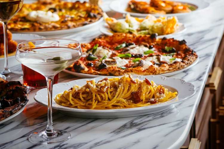 wine and pasta dishes from mother wolf