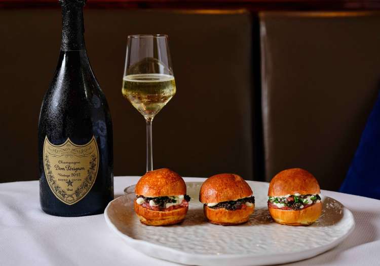 sliders and dom perignon from marea in nyc