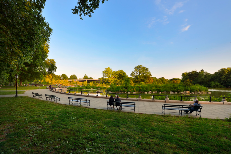 couple sitting in prospect park