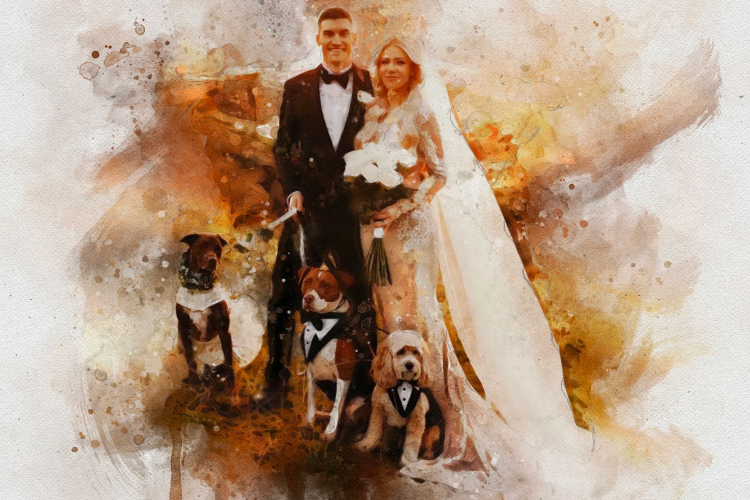 a custom wedding watercolor portrait is a thoughtful wedding gift for couples