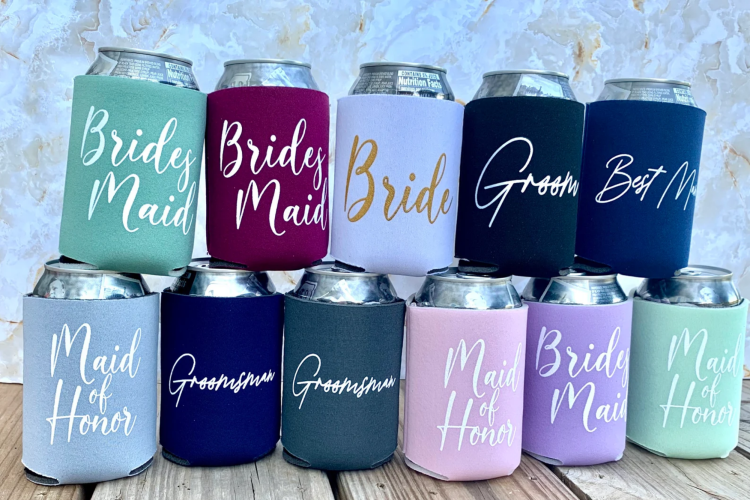 custom beer koozies are a great bridesmaid gift idea