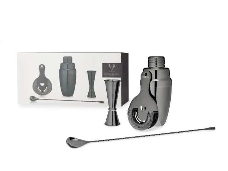 the Viski Gunmetal Mixologist Barware Set is one of the best kitchen gifts