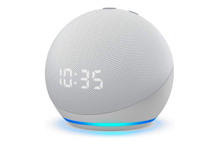 amazon echo dot with digital clock face