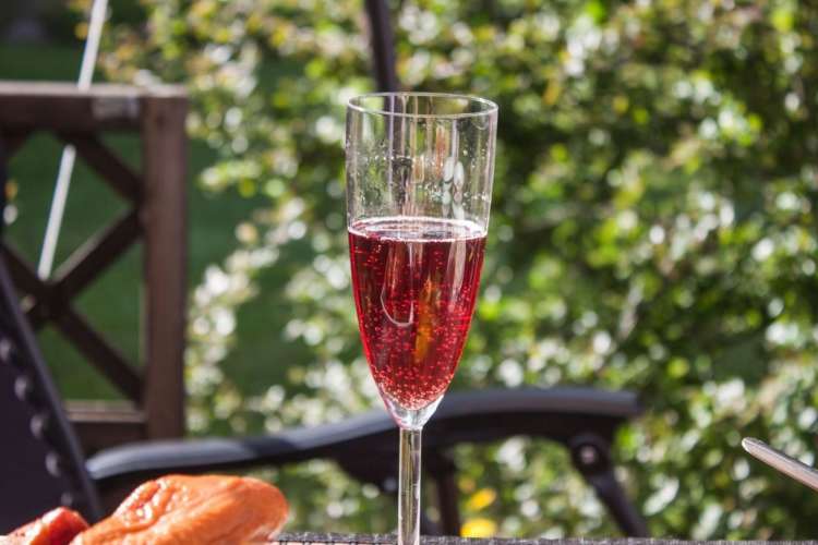 sparkling red wine in a glass