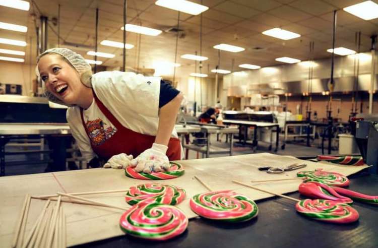 candy worker at hammond's candies