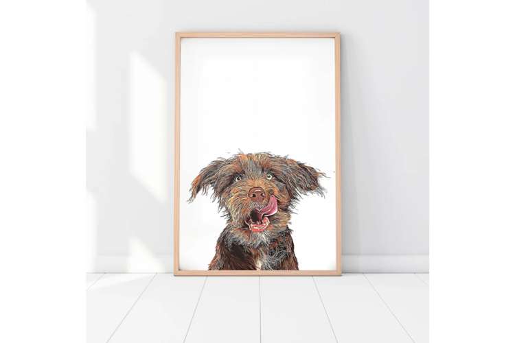 a rendering of a brown, shaggy dog