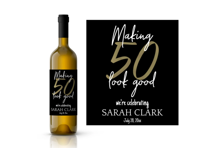 a custom wine label is a cute 50th birthday gift idea