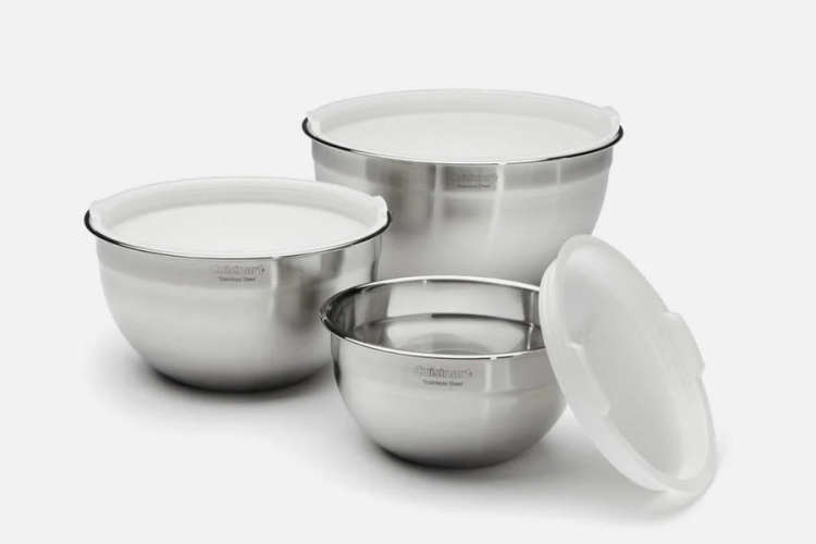 Cuisinart Stainless Steel Mixing Bowls with Lids — Set of 3 