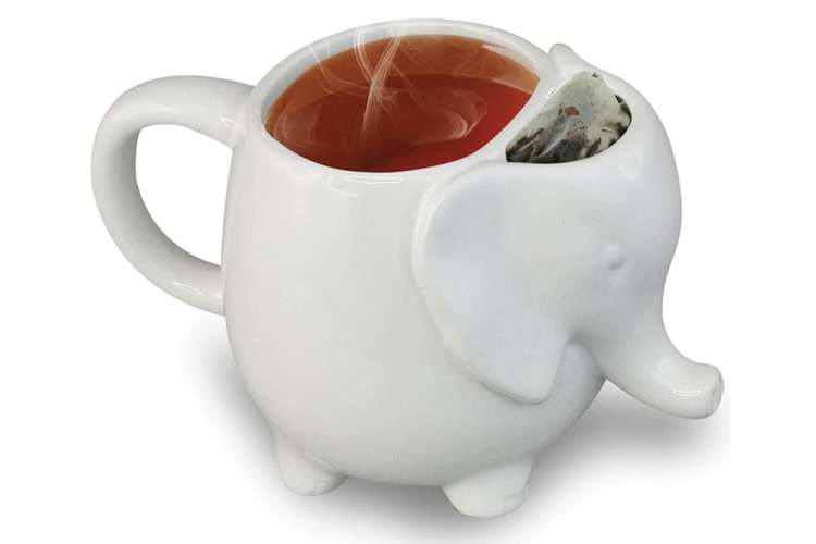 white elephant tea mug