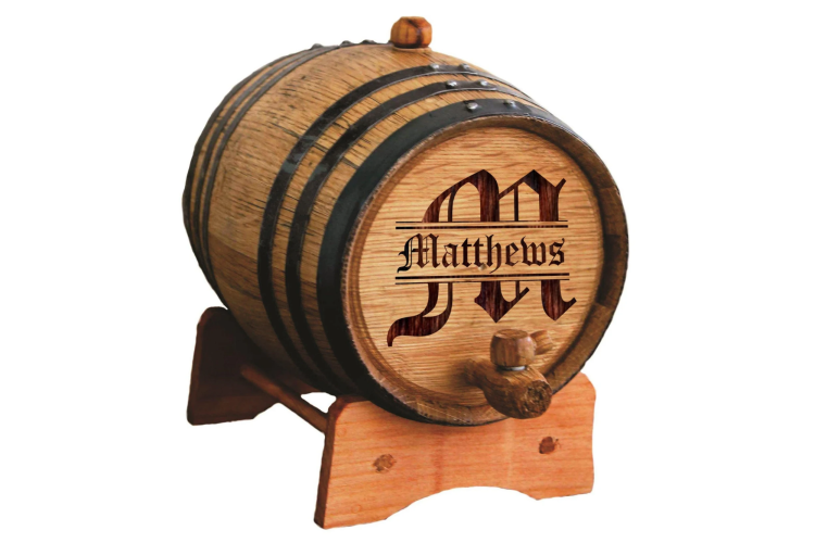 a personalized whiskey barrel is a unique 40th birthday gift idea