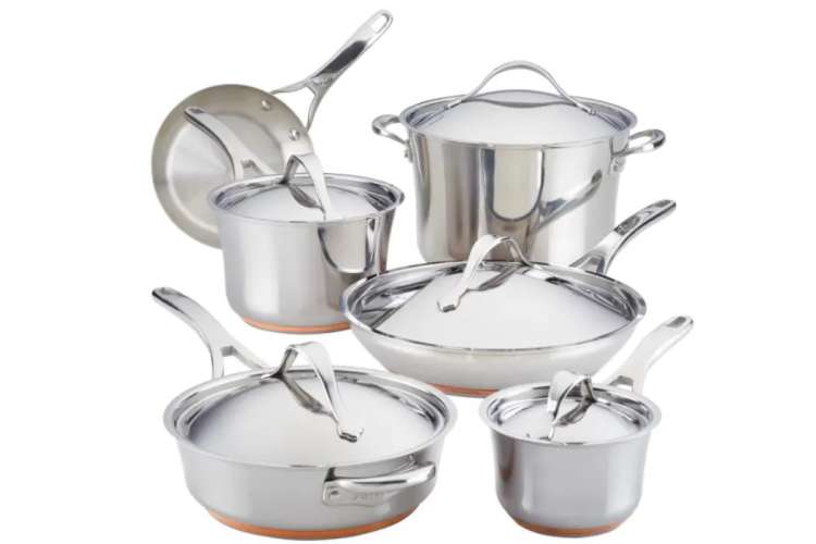 the Anolon Nouvelle Stainless 11-Piece Cookware Set is some of the best cookware for glass top stoves