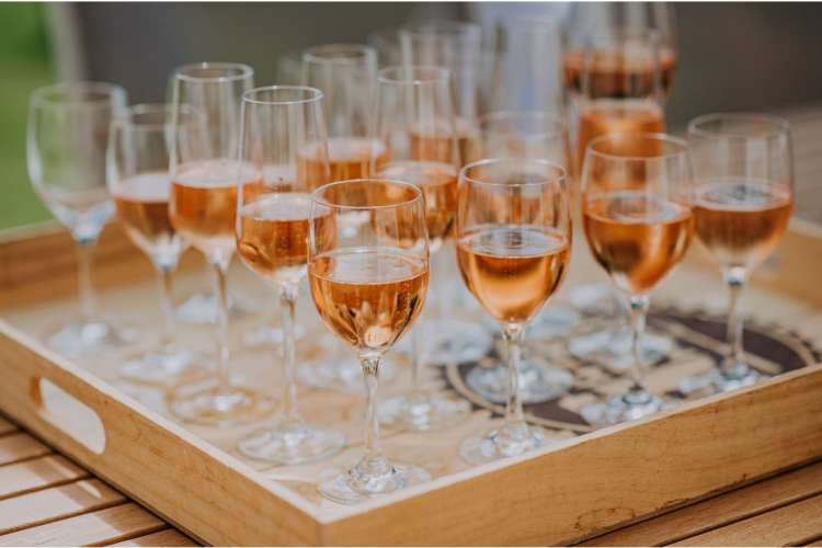 glasses of rose wine